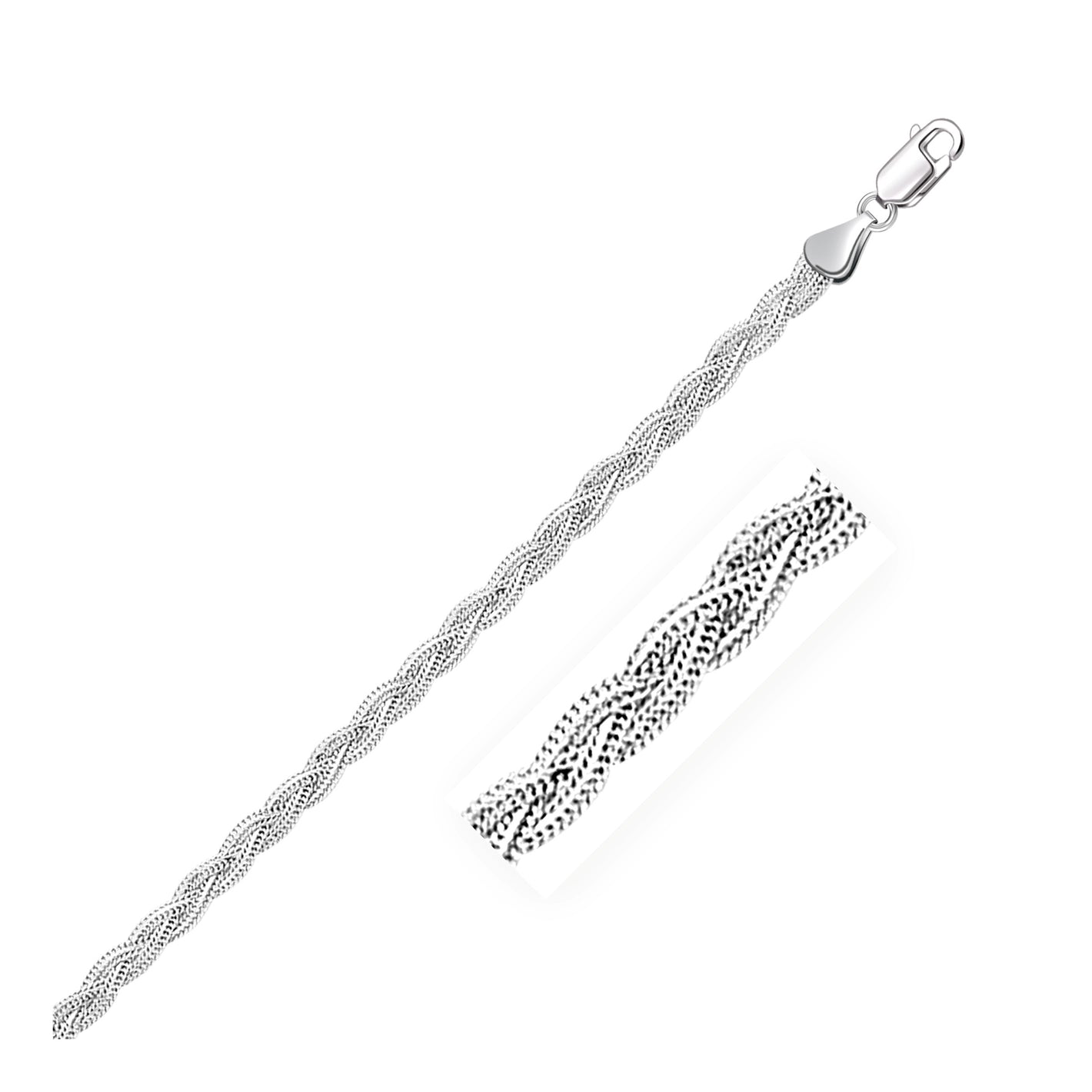 3.5mm 14k White Braided Foxtail Anklet