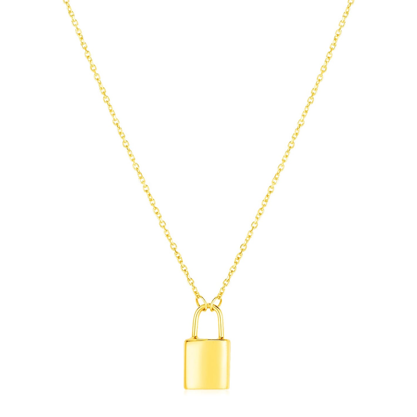 14k Yellow Gold Padlock Necklace