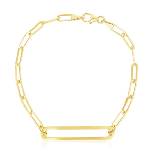 14k Yellow Gold High Polish Open Curved Paperclip Necklace