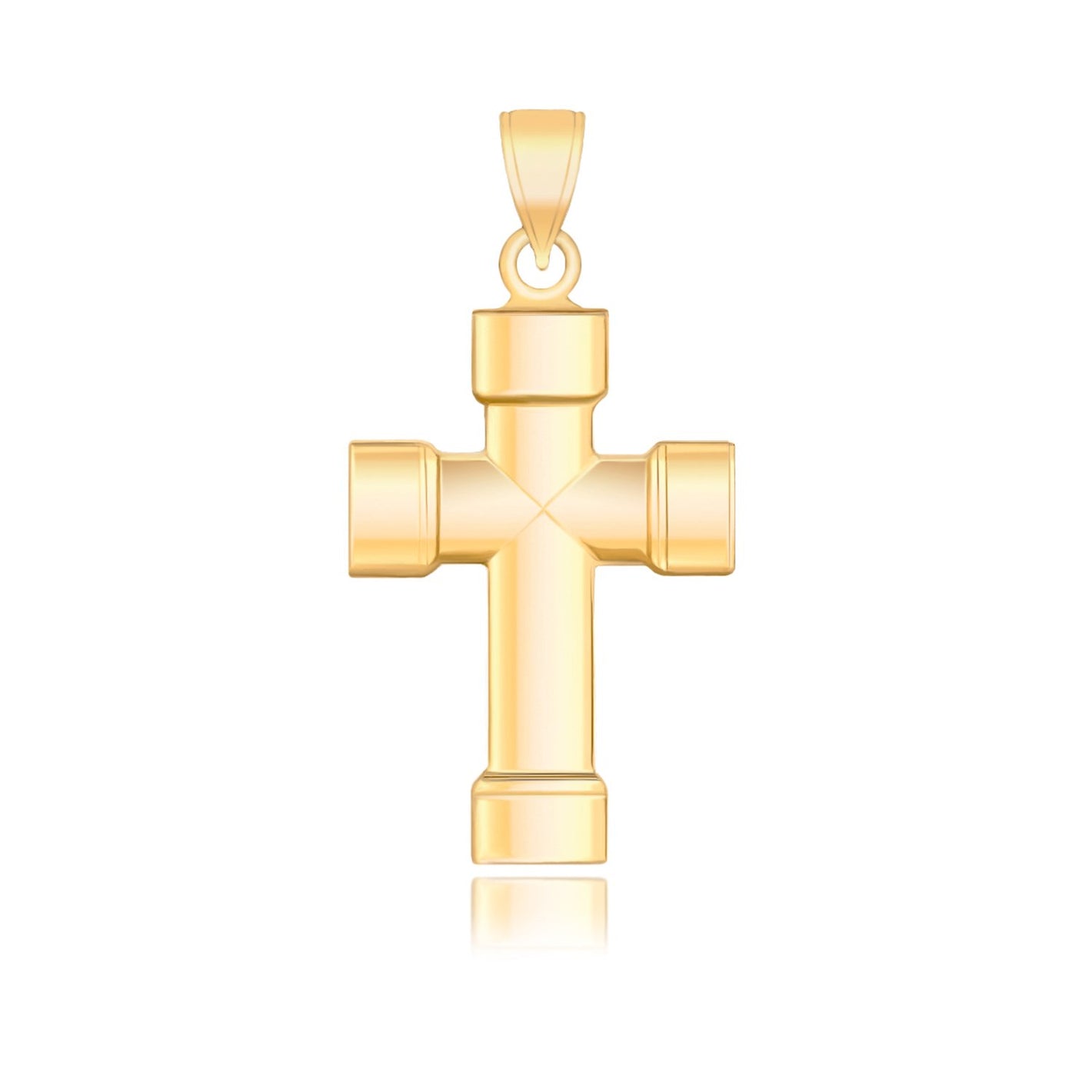 14k Yellow Gold Cross Pendant with Block Like Ends