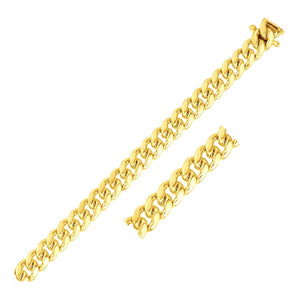 8.2mm 10k Yellow Gold Classic Miami Cuban Solid Bracelet