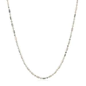 14k White Gold Diamond-Cut Alternating Bead Chain 1.5mm