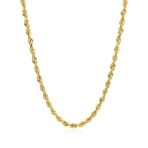 3.0mm 14k Yellow Gold Solid Diamond Cut Rope Chain