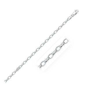 3.2mm 14k White Gold Oval Rolo Chain