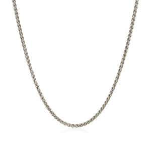 Sterling Silver Rhodium Plated Wheat Chain 1.3mm