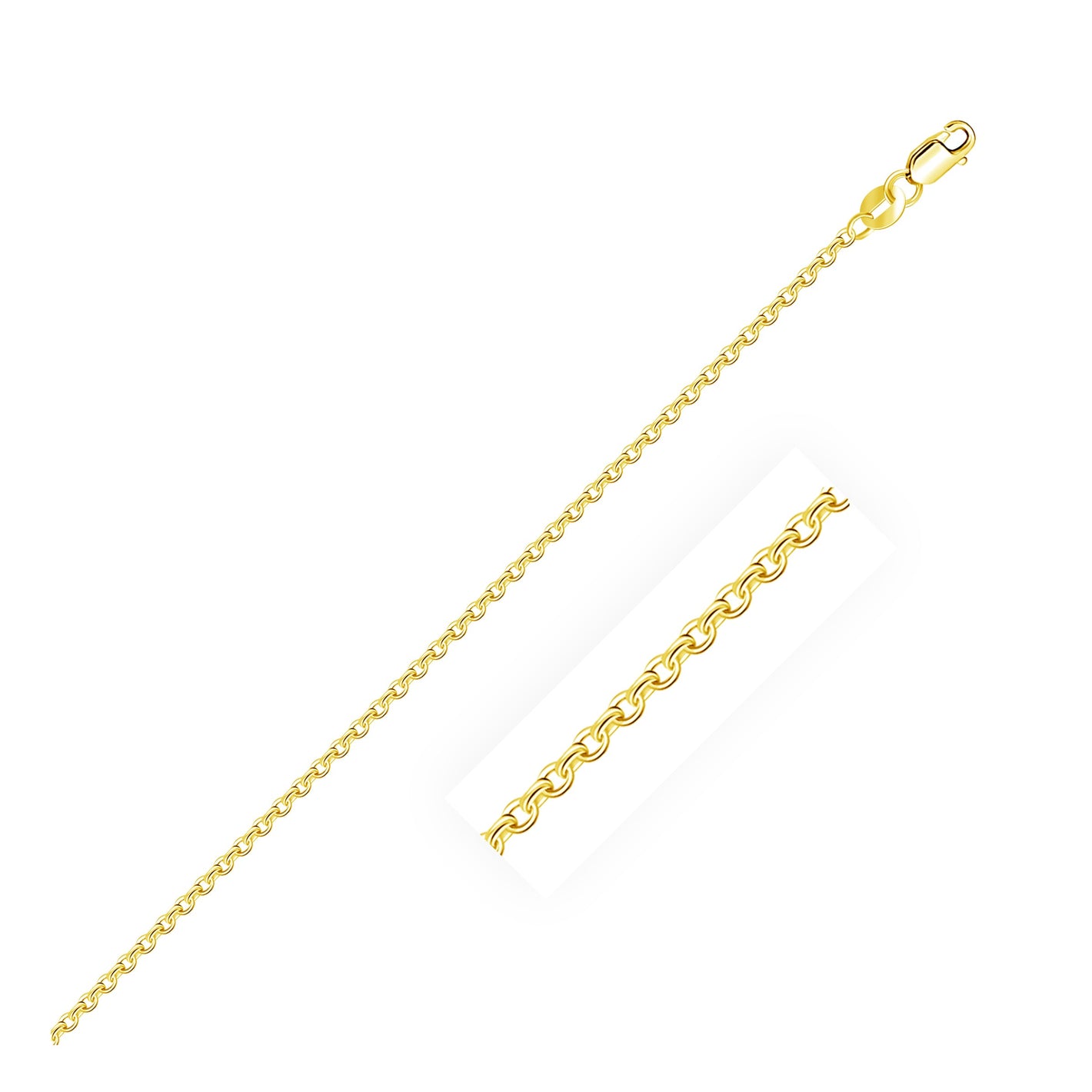 14k Yellow Gold Diamond Cut Cable Link Chain 1.4mm