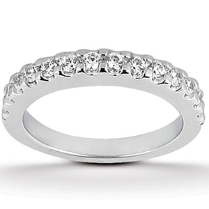 14k White Gold Shared Prong Diamond Wedding Ring Band