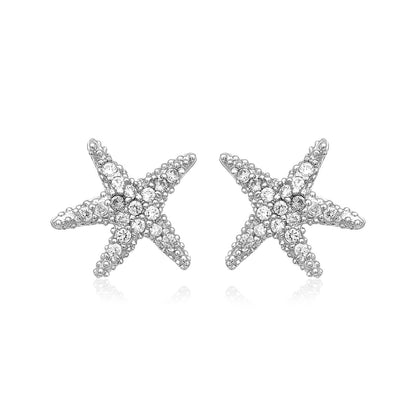 Sterling Silver Petite Starfish Earrings with Cubic Zirconias