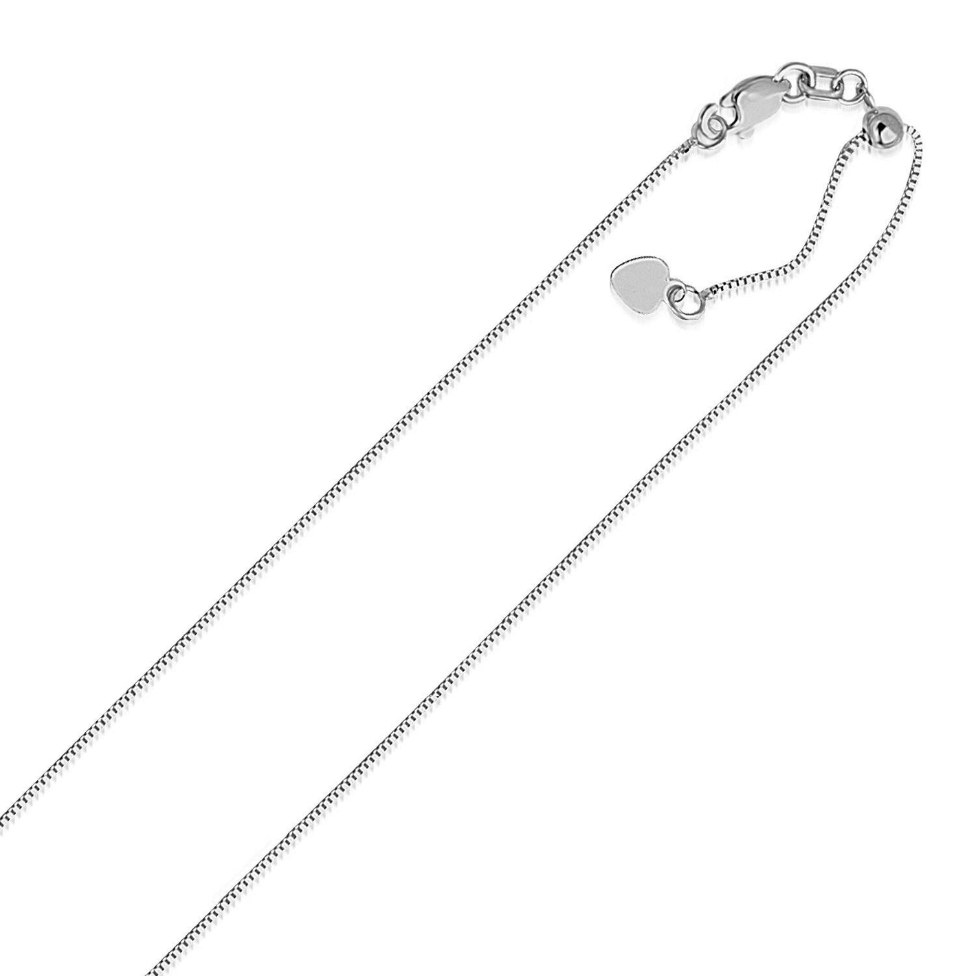 14k White Gold Adjustable Box Chain 0.7mm