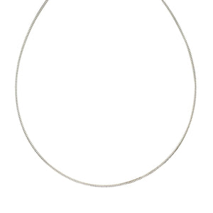 Sterling Silver Round Omega Style Chain Necklace with Rhodium Plating (1.25mm)