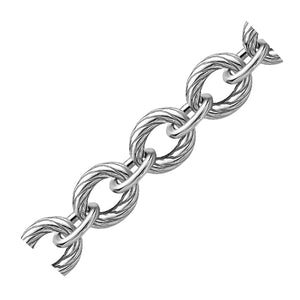 Sterling Silver Diamond Cut Chain Style  Rhodium Plated Bracelet