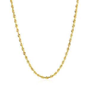 2.5mm 14k Yellow Gold Solid Diamond Cut Rope Chain