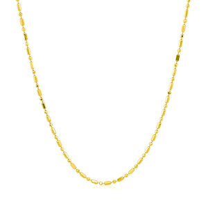 14k Yellow Gold Diamond-Cut Alternating Bead Chain 1.2mm