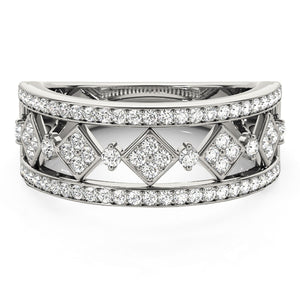 Diamond Studded Square Motif Ring in 14k White Gold (1/2 cttw)