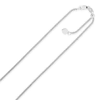 14k White Gold Adjustable Popcorn Chain 1.3mm