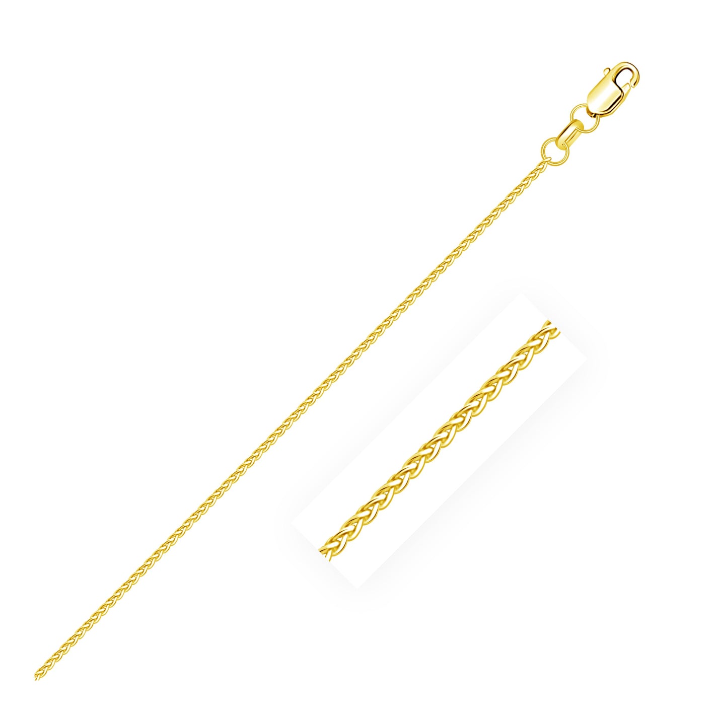 14k Yellow Gold Diamond Cut Round Wheat Chain 1.1mm