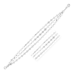 Sterling Silver Three Strand Mirror Link Bracelet