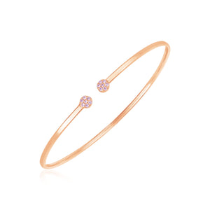 14k Rose Gold High Polish Diamond Cluster Bangle (2mm)