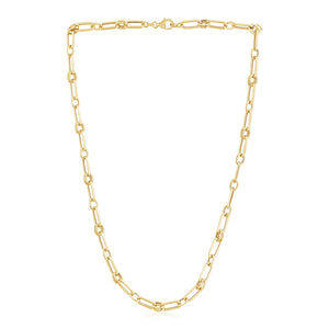 14k Yellow Gold High Polish Paperclip Rondel Link Chain