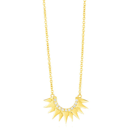 14k Yellow Gold Sunburst Necklace with Diamonds