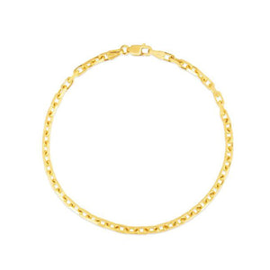 2.5mm 14k Yellow Gold French Cable Chain Bracelet