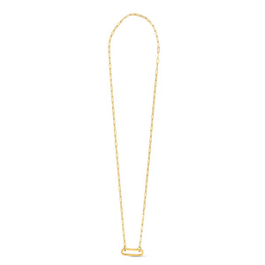 14k Yellow Gold Elongated Link Paperclip Necklace