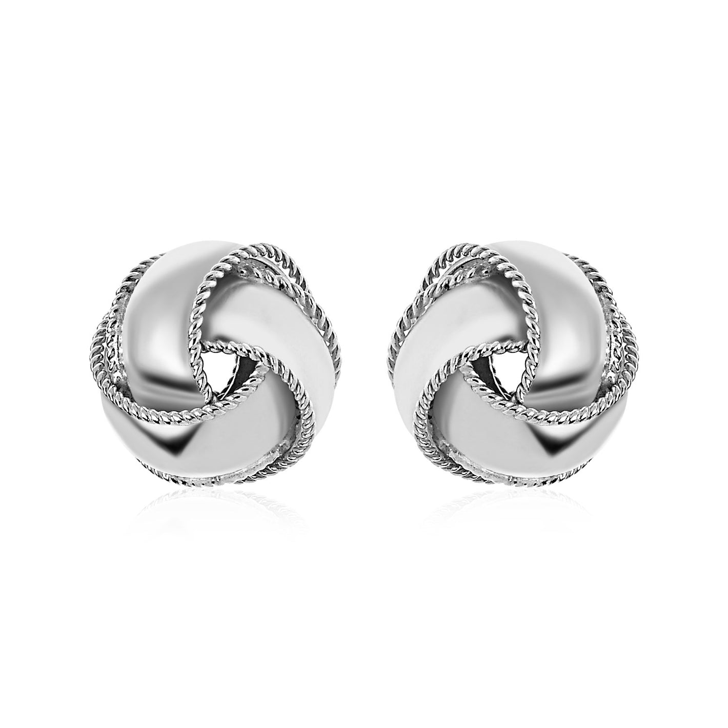 Textured and Polished Love Knot Earrings in Sterling Silver