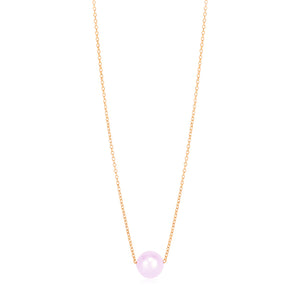 14k Rose Gold Pearl Solitaire Necklace