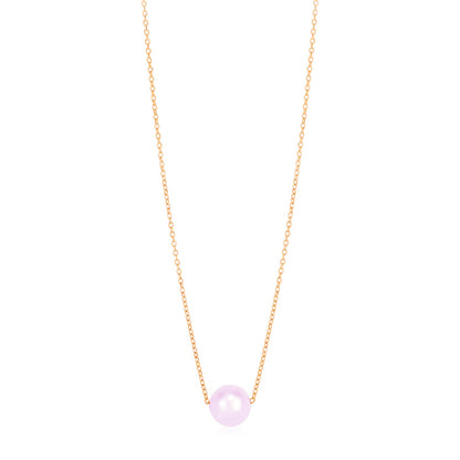 14k Rose Gold Pearl Solitaire Necklace