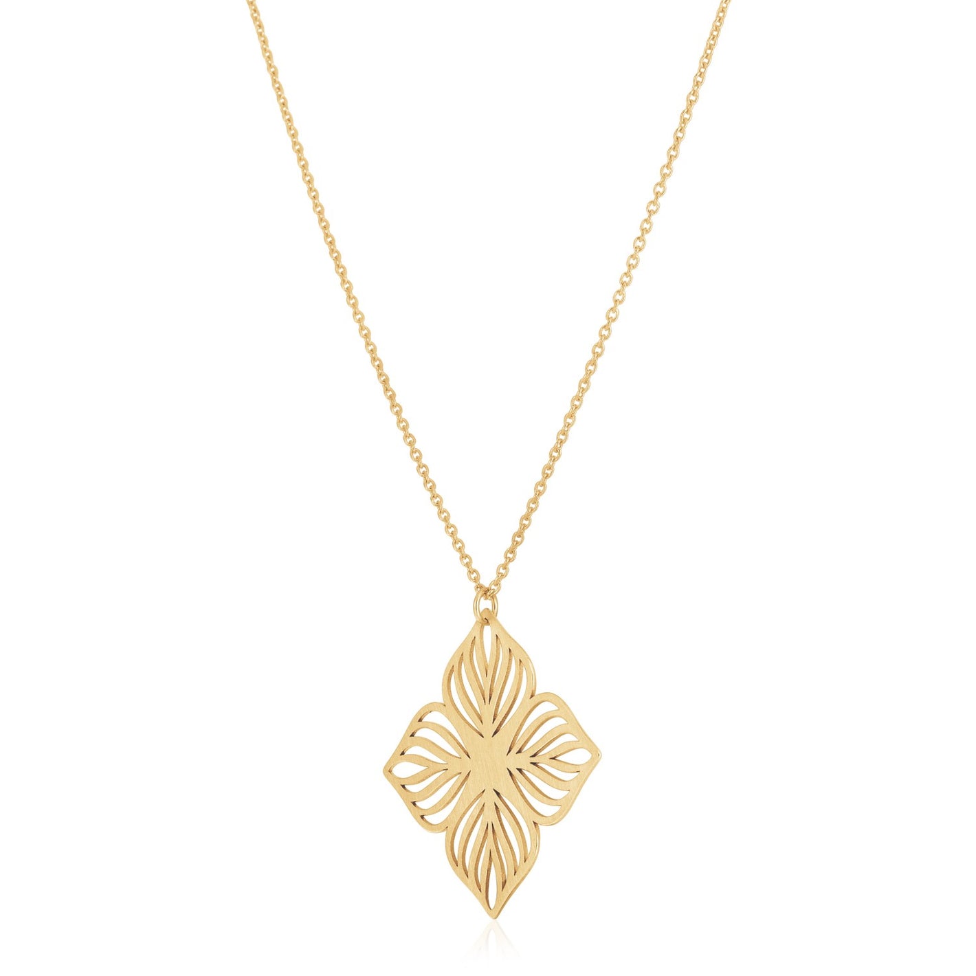 14k Yellow Gold High Polish Flower Cutout Necklace