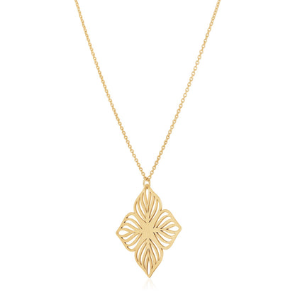 14k Yellow Gold High Polish Flower Cutout Necklace