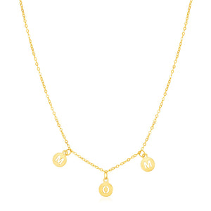 14k Yellow Gold Mom Necklace with Circle Drops