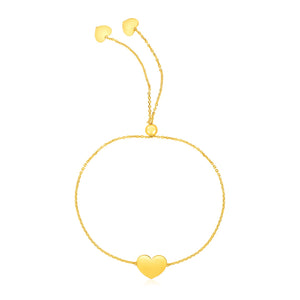 14k Yellow Gold Adjustable Heart Bracelet