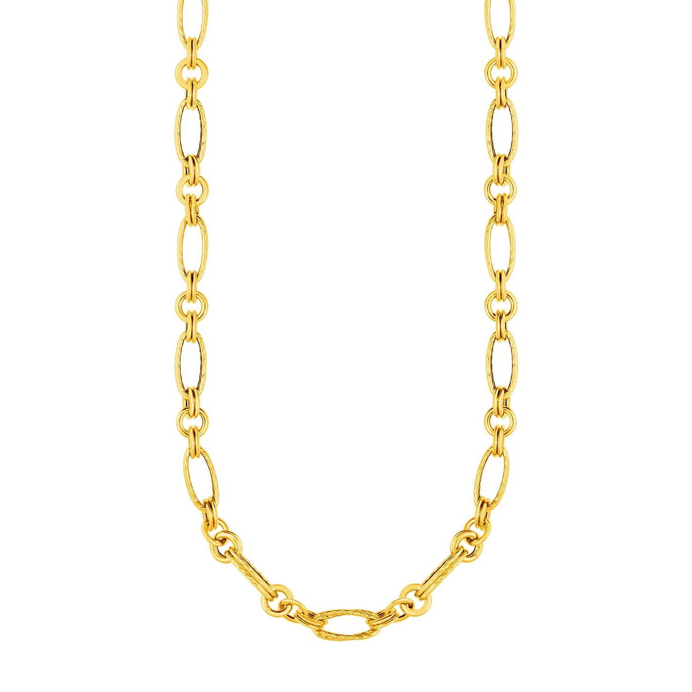 14k Yellow Gold Twisted and Polished Link Necklace