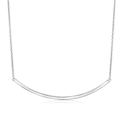 Sterling Silver Polished Curved Bar Necklace