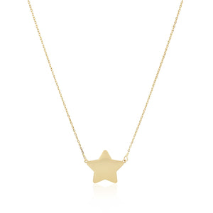 14k Yellow Gold Necklace with Five Pointed Star