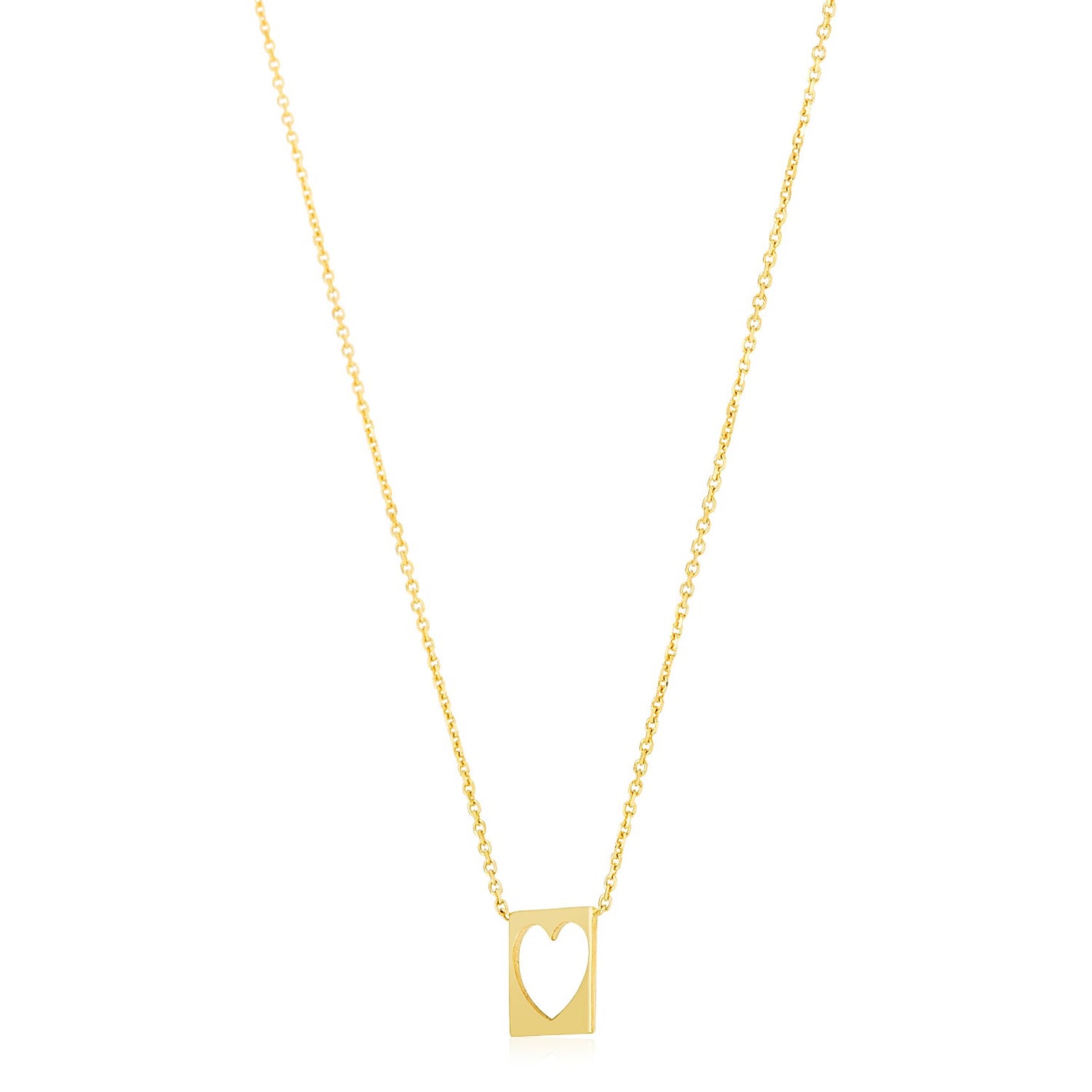 14k Yellow Gold High Polish Cutout Heart Necklace