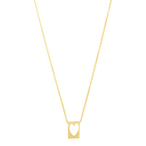 14k Yellow Gold High Polish Cutout Heart Necklace