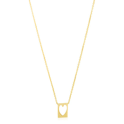 14k Yellow Gold High Polish Cutout Heart Necklace