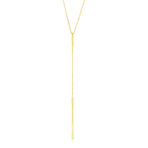 14k Yellow Gold Lariat Necklace with Polished Twisted Bars