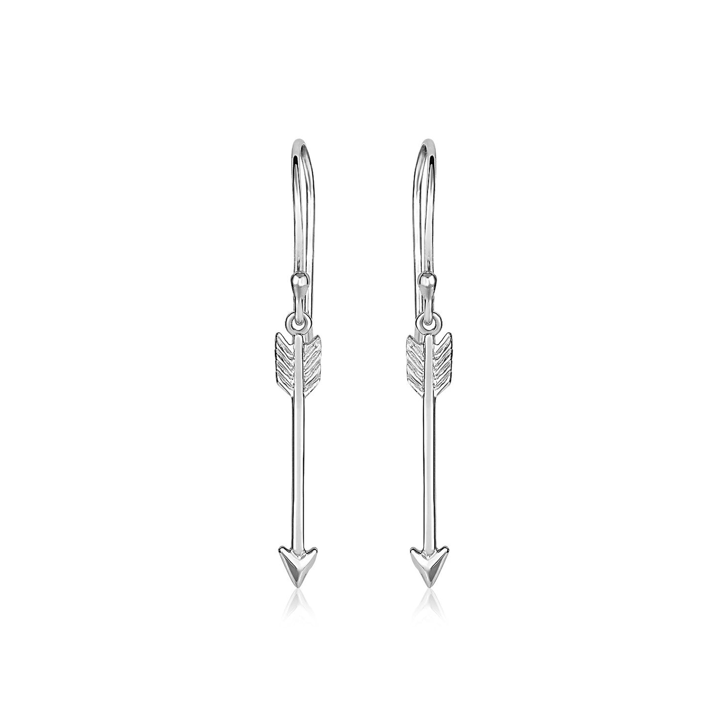 Sterling Silver Polished and Textured Arrow Earrings