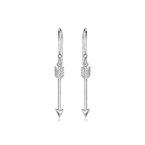 Sterling Silver Polished and Textured Arrow Earrings