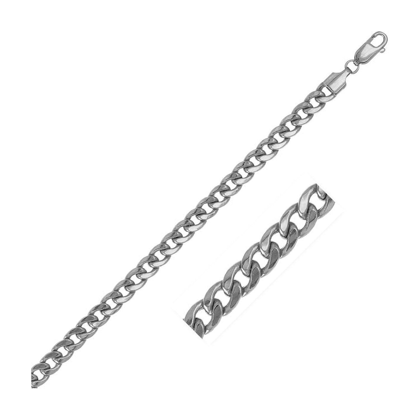 5.5mm 14k White Gold Miami Cuban Semi Solid Chain