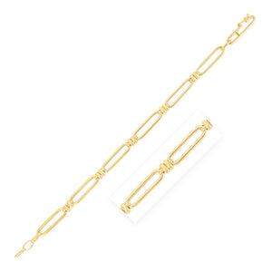 14k Yellow Gold High Polish Paperclip Double Bar Link Chain