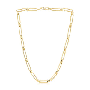 14k Yellow Gold High Polish Paperclip Double Bar Link Chain