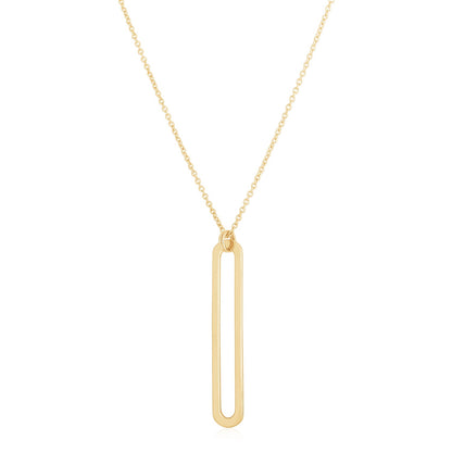 14k Yellow Gold High Polish Single Paperclip Link Necklace