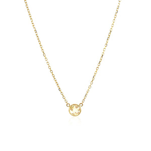 14k Yellow Gold 17 inch Necklace with Round White Topaz