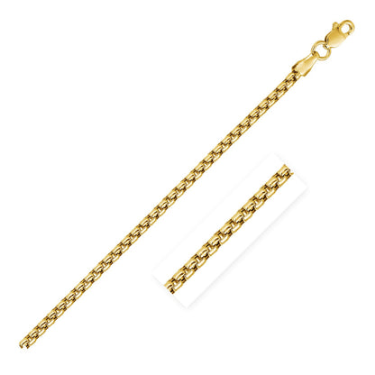 14k Yellow Gold Solid Round Box Chain 2.5 mm