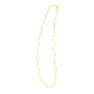 14K Yellow Gold Necklace with Dangling Stars