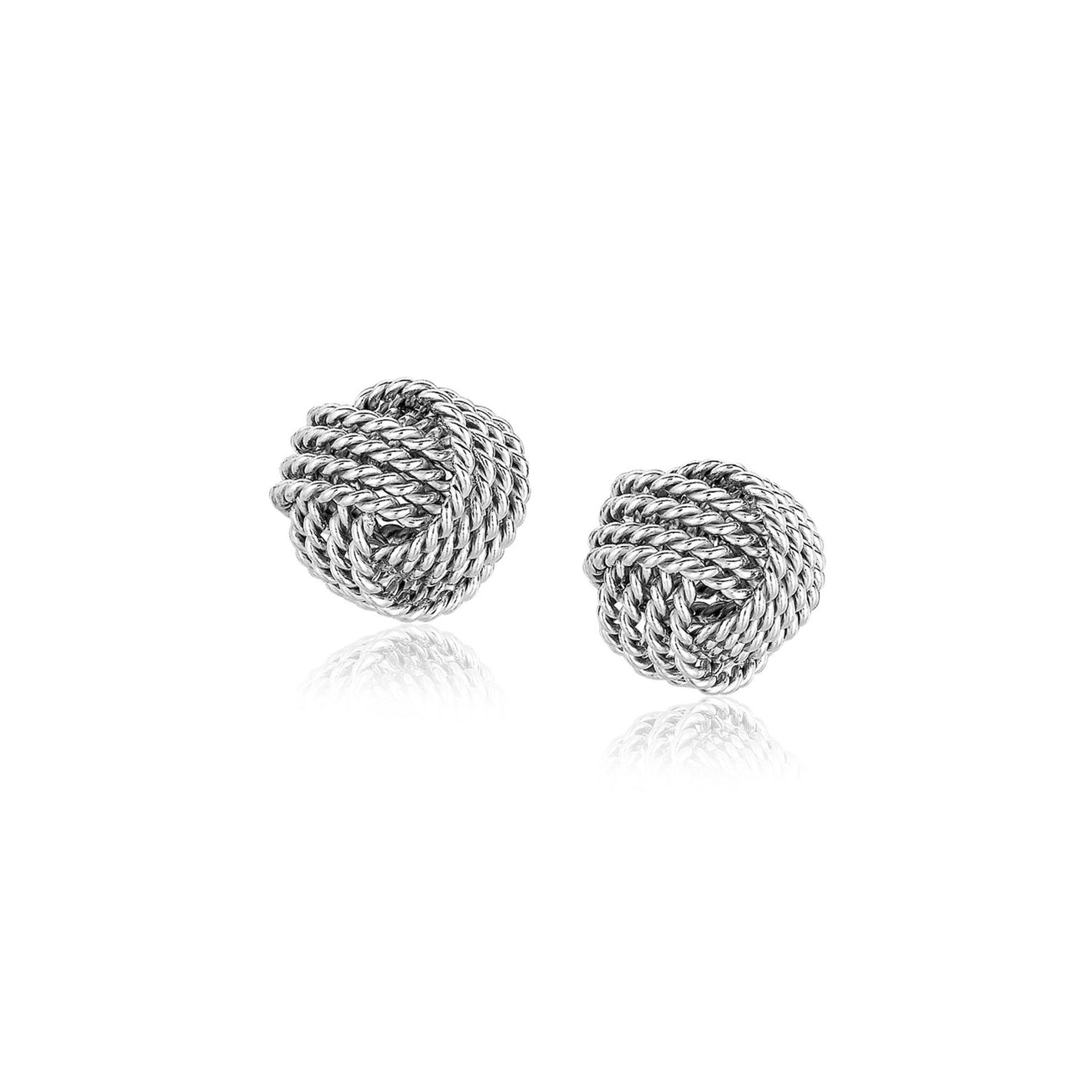 Sterling Silver Textured Love Knot Stud Style Earrings